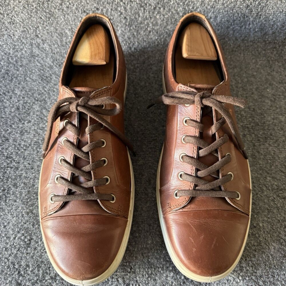 ECCO Leather Soft 7 City Sneakers Men's Sz 47 US 13 Brown Lace Up Extra Width